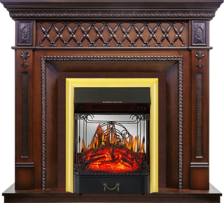 Каминокомплект Alexandria - махагон коричневый антик с очагом Majestic FX M Brass Royal Flame